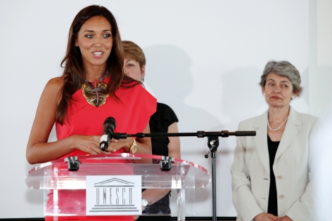  Russian singer Alsou Abramova has been  named UNESCO Artist for Peace by the Organization’s Director-General Irina Bokova in recognition of her commitment to help the most vulnerable people throughout the world, her charitable activities aiming to empower childhood development, and her dedication to the ideals and aims of the Organization. The ceremony has taken place at UNESCO Headquarters in Paris on 7 July 2011.