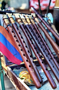  Traditional armenian musical instruments ‟doudouk‟. On the public market of the souvenirs at the center of Yerevan city.